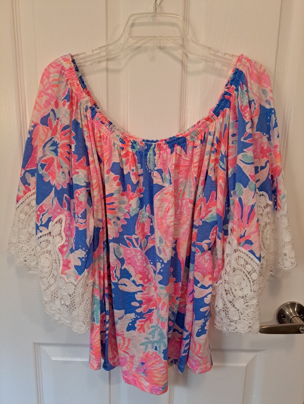 Lilly Pulitzer Zaylee Off The Shoulder Top Bennett Blue Bay Dreamin